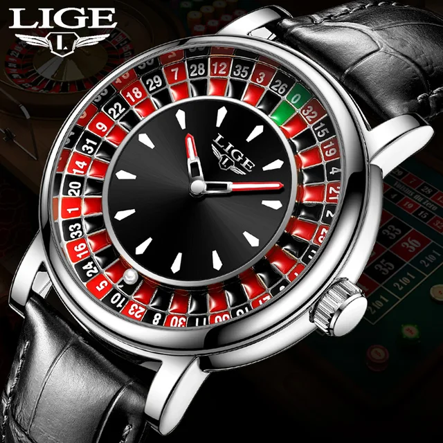 LIGE montres de luxe créatives hommes Roulette jeu cadran mode hommes montre étanche lumineux Quartz montres Relojs Hombre + boîte 1