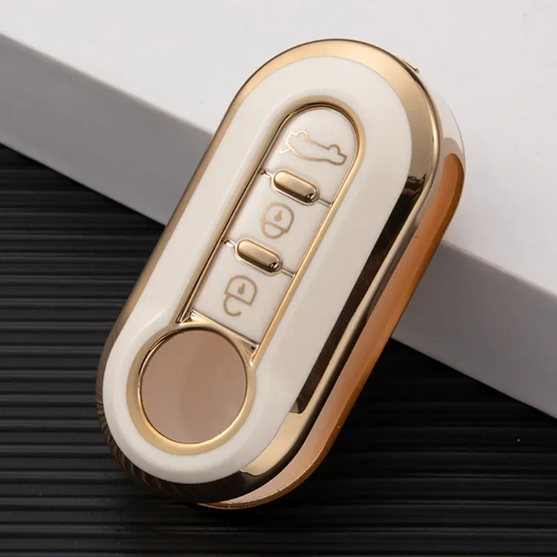 Tpu Car Folding Key Case Cover Per Fiat 500 Ducato Panda 500L Punto Lancia Musa Key Shell Holder Protecor Portachiavi Accessori
