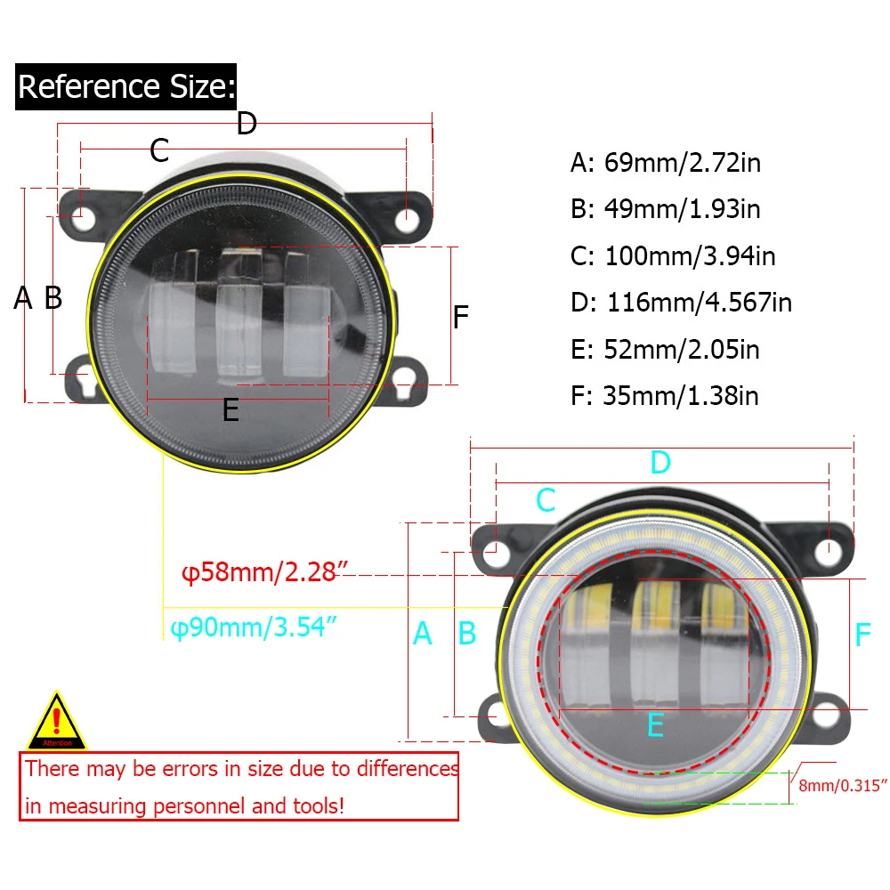 LED Car Fog Lights for JAC N35 X200 V260 2019 2020 2021 2022 2023 2024 with Lens 6400lm 12V Angel Eye DRL Daytime Running Light detail image 6