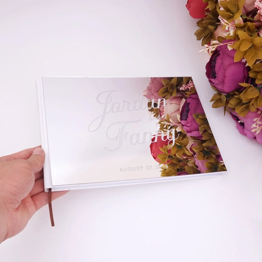 Personalized Wedding Groom And Bride Name Signature Guestbook Acrylic Cover For Memorial Gifts Sign In Book