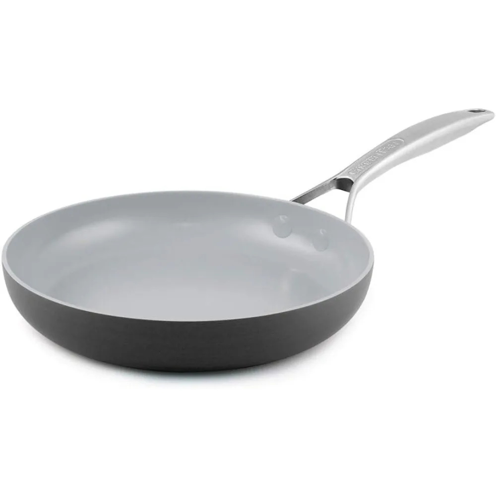 Paris Pro Hard Anodized Healthy Ceramic Nonstick, 8" and 10" Frying pan Skillet Set, PFAS-Free, Dishwasher Safe, Grey