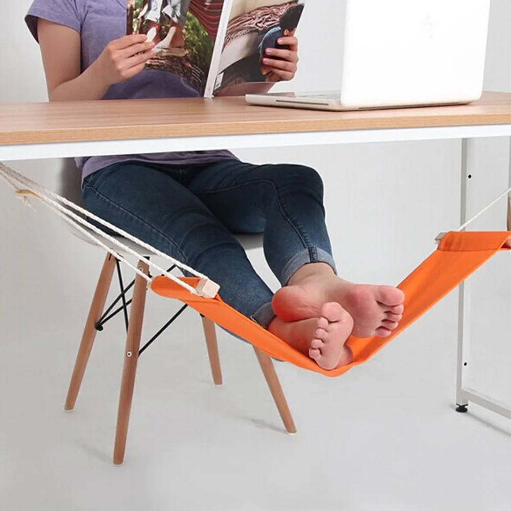 Foot Hammock Portable Strap 2 Hook Polyester Desk Rest Hanging Chair Swing Footrest Leg Hammock Office