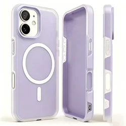 Magnetic Shockproof Silicone Case with Camera Control Cover - iPhone 13 (Purple)