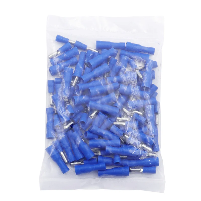 1000pcs Male And Female Plug Spring Cold Pressed Wiring Terminal Blue Pvc Bullet Wire Male And Female Butt Joint Terminal