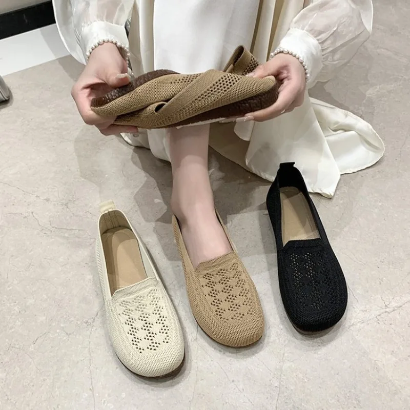 Breathable Knit Women's Casual Slip-On Loafers - Soft, Flexible Sole