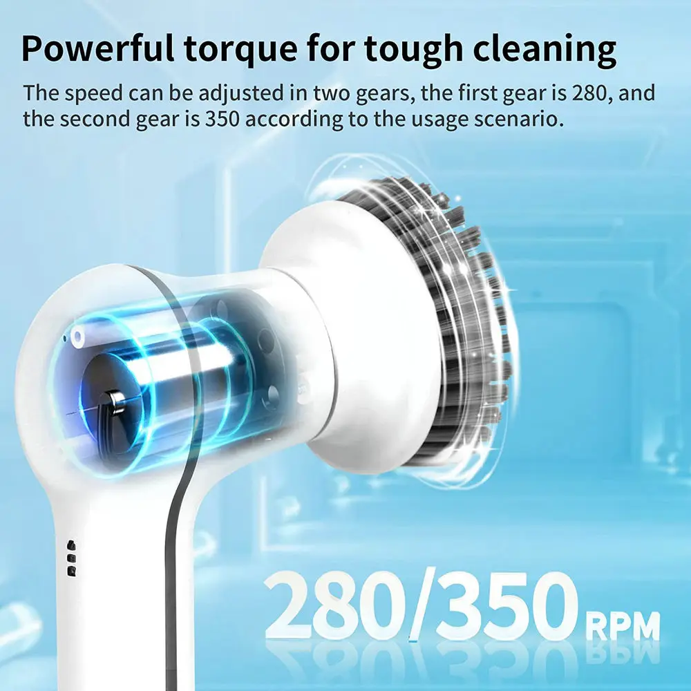 Electric Cleaning Brush Bathroom Wash Brush Kitchen Cleaning Tool USB 5-in-1 Handheld Bathtub Brush Electric Brush Cleaner Sink