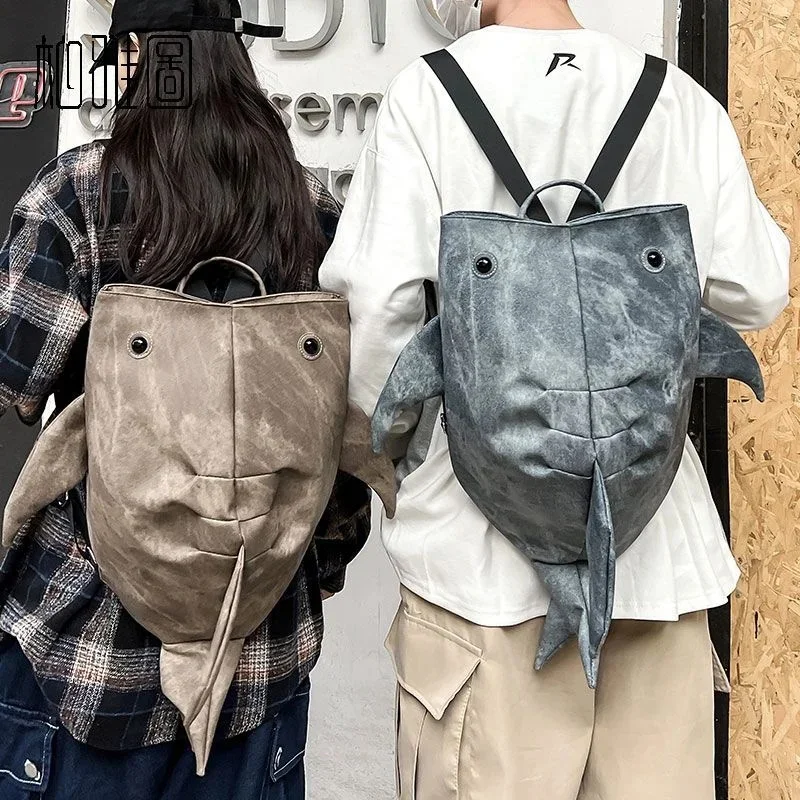 

Creative Whale Shark Shape Backpack Durable Large Capacity Shoulder Bag Women Men Fashion Versatile Knapsack Student Schoolbag