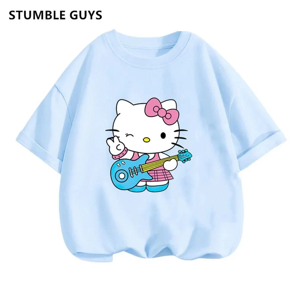 thumbnail image 1 of Camiseta de verano de Hello Kitty, camiseta de camionero para niños, camiseta de anime Kawaii, ropa informal de dibujos animados, camiseta, ropa para niños, camisetas para niñas y niños, 1 of 5