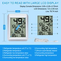 Thermomètre numérique pour réfrigérateur avec capteur étanche de 2 m, enregistrement minimum/Max ° F/ ° C pour réfrigérateur/congélateur/usage domestique 3