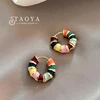 French Romantic Retro Color Enamel Round Gold Color Ear Buckle 2025 New Hoop Earrings For Womens Fashion Jewelry Accessories