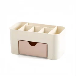 Elegant Makeup and Jewelry Storage Box with Drawer and Multiple Compartments (Light pink)