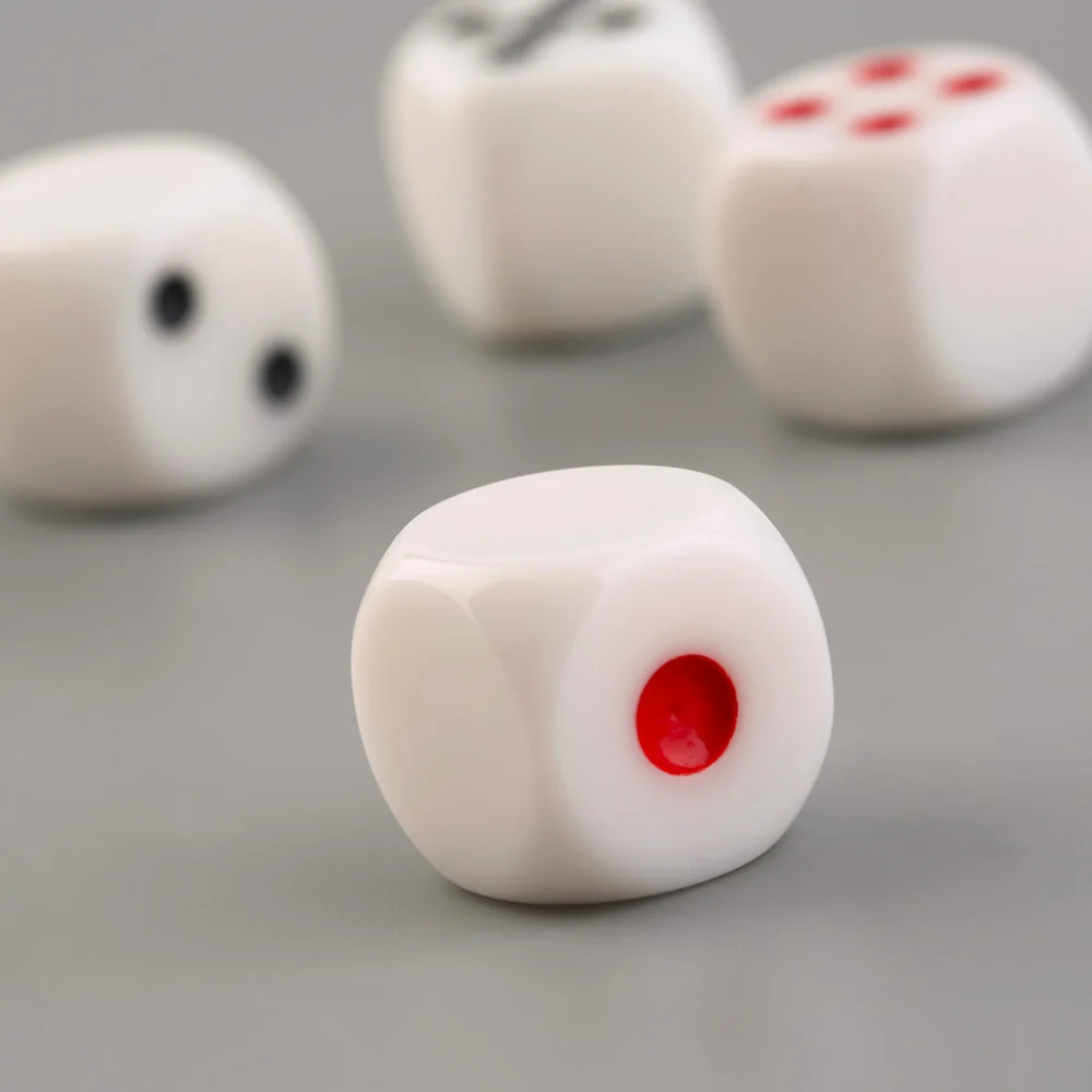 6Pcs/set 16mm Resin Special White Dots Rounded Corners Dice Bar KTV Dice With One Side Point 21 Points In Total