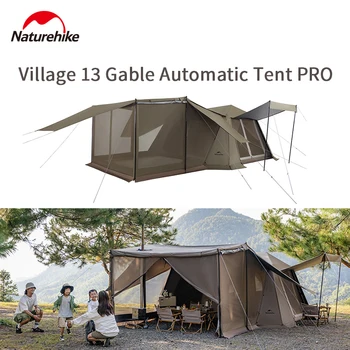 Naturehike Village 13 Gable PRO Tienda Automática, 2 Dormitorios, 4 Salas, Portátil, Anti-Mosquitos y Protección Solar