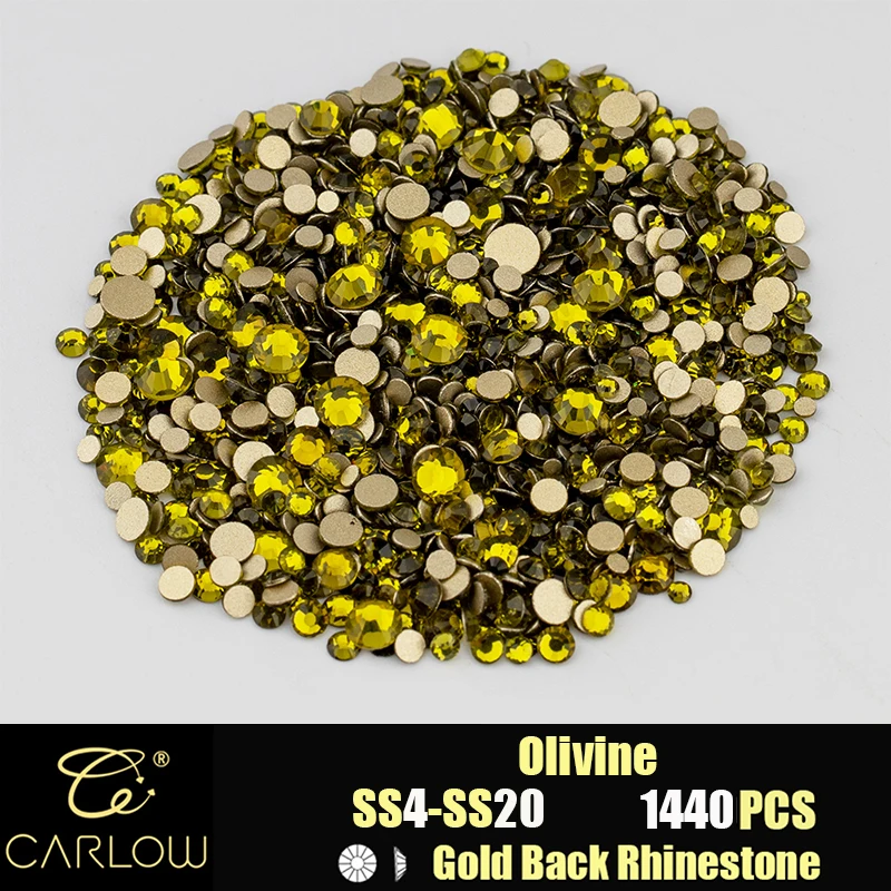 Shiny Gold Back Glass Crystal Rhinestones for DIY Crafts and Nail Art - 1440 Pieces