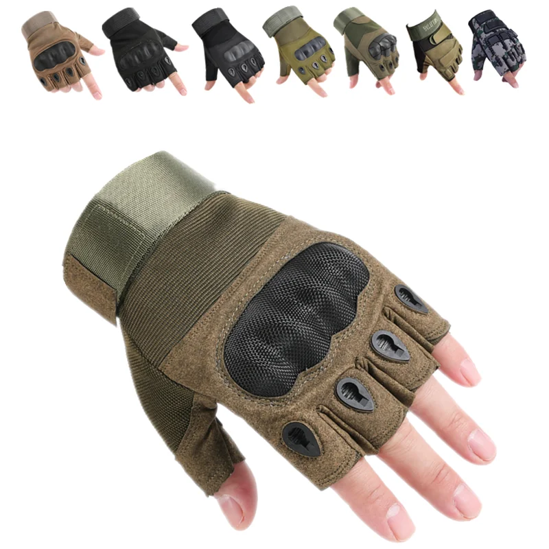 Male Tactical Army Military Gloves Hard Knuckle Motorcycle Gloves For Men Women Outdoor Cycling Hunting Hiking Fingerless Gloves