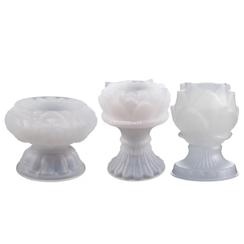 

Set of 3 Lotus Candlestick Silicone Mold DIY Resin Crafts Mould Home Decorations Dropship
