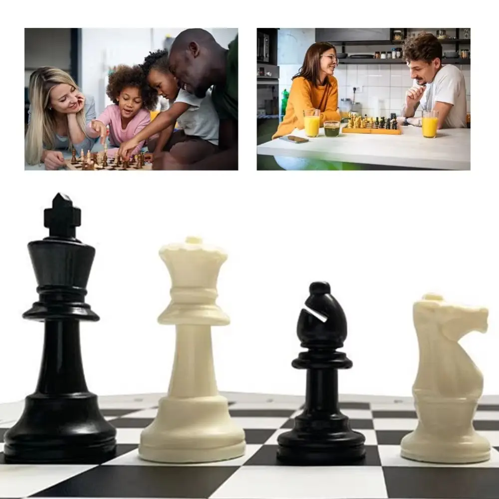 32PCS International Black White Chess Standard Delicate Word Chess Set plastic Education Chess Game Parent-child Game
