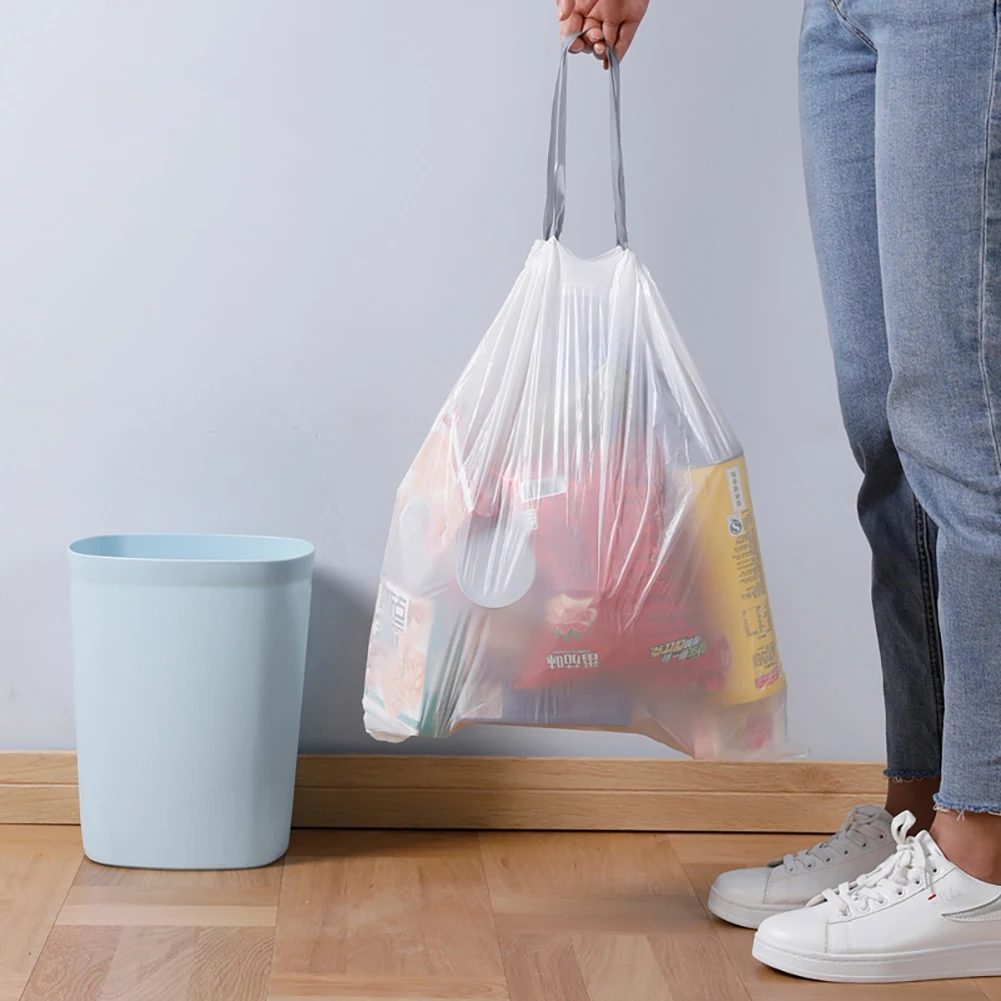 30Pcs Thickened Rope Garbage Bags Kitchen Handheld Large Disposable Garbage Bags Household Trash Bags Environmental Protection