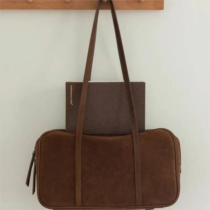 Vintage Pebbled Tote Bag Women Suede Large Capacity Pillow Underarm Bag Ladies Casual Commute Practical Minimalist Shoulder Bags