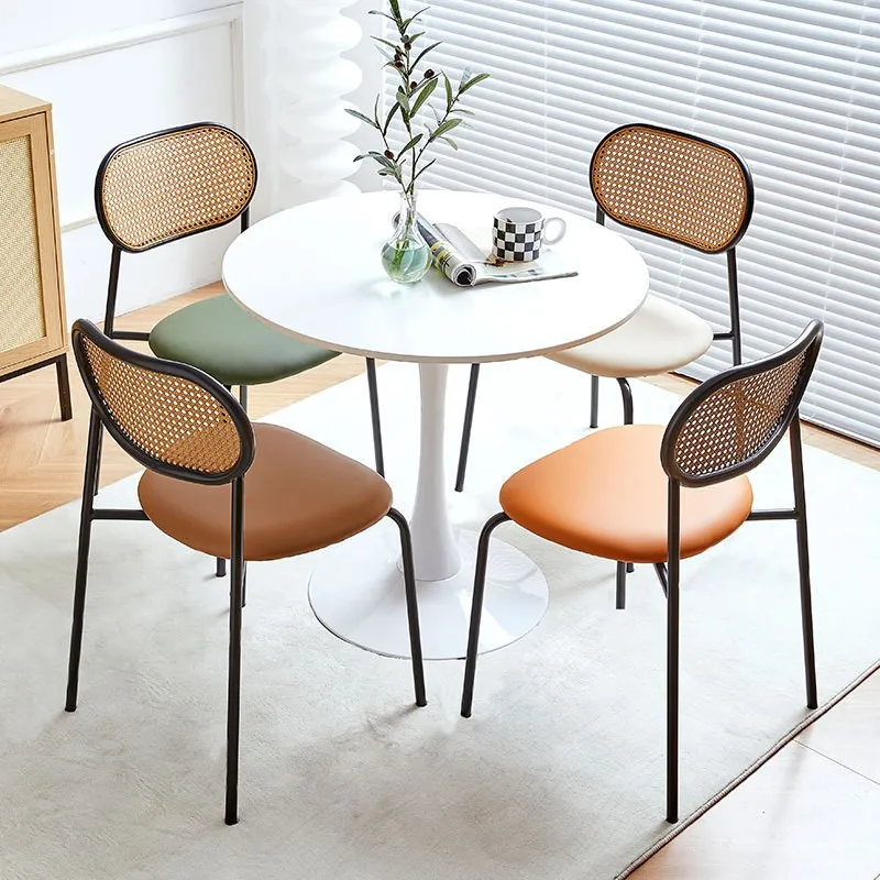 Dining Chairs Home Premium Designer Stackable Reclining Chairs Cream Style Iron Rattan ins