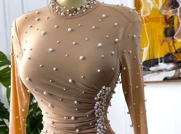 HLJ Sexy Rhinestone Patchwork Bodycon Mini Dresses Women Mesh Solid Color Long Sleeves Dress Female Streetwear Vestidos 2025 New
