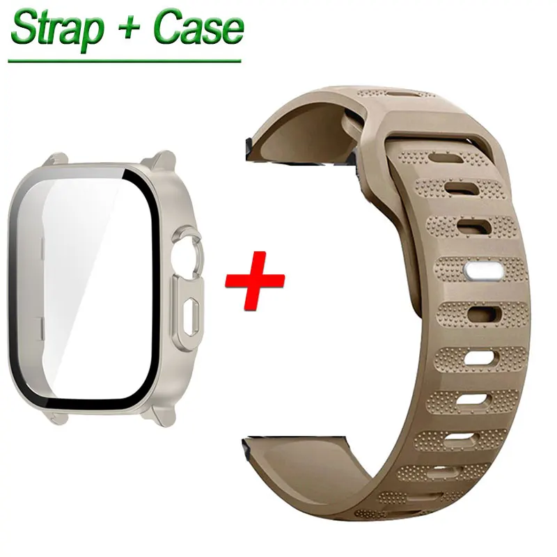 Silicone Strap and Tempered Glass Shell with Soft Bracelet Band for Smart Watch - Stylish Protective Accessories