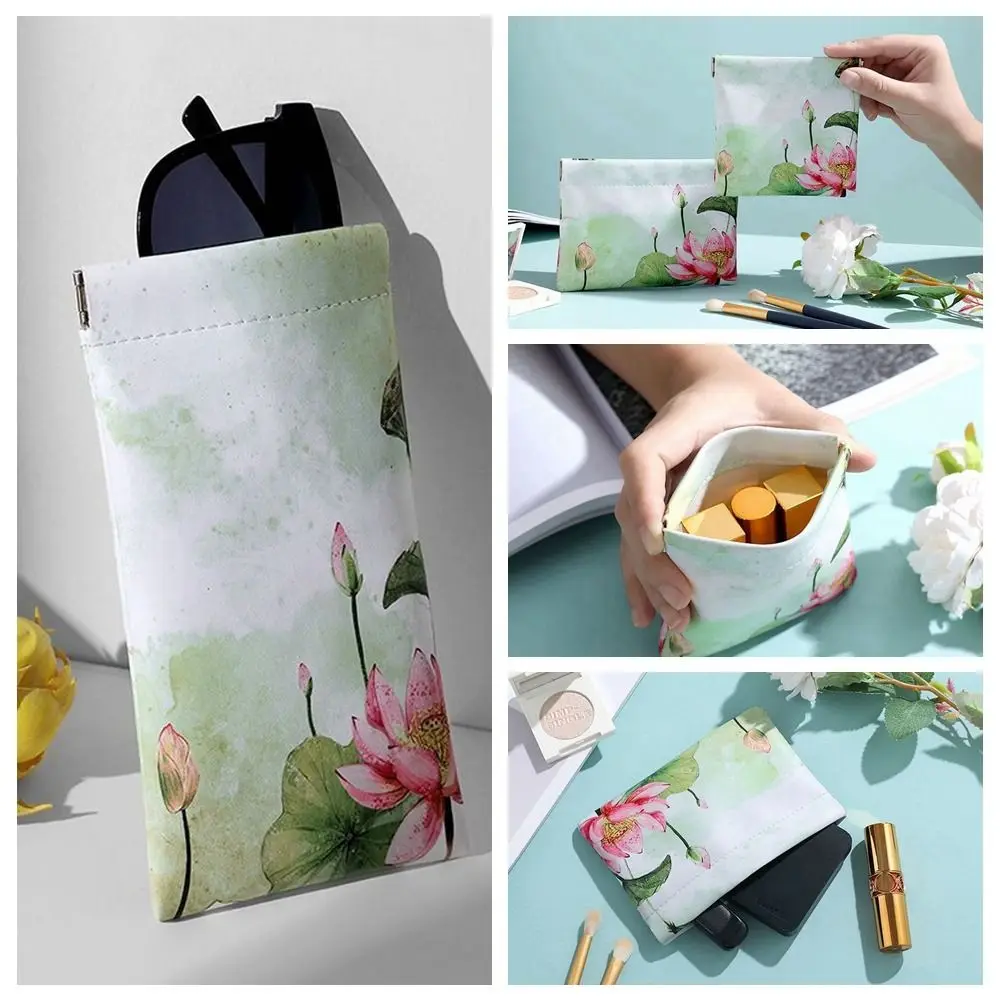 

PU Leather Self-closing Glasses Bag Lattice Mini Cosmetic Bag Flower Storage Bag Earphone Bag Lipstick Storage Bag