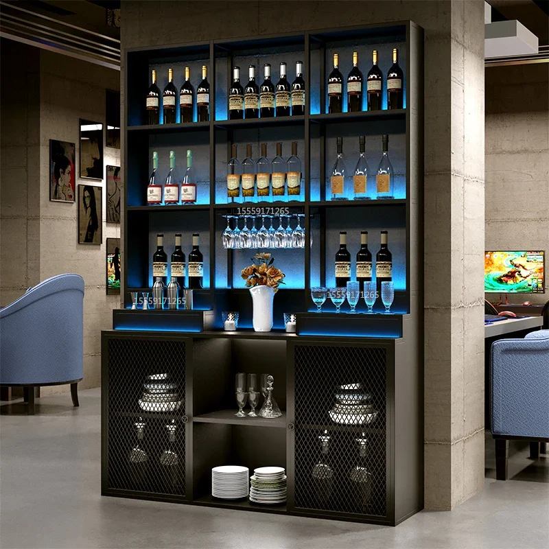 Bar wine cabinet Storage cabinet Wine rack against the wall wine bottle storage rack Wrought iron restaurant side custom