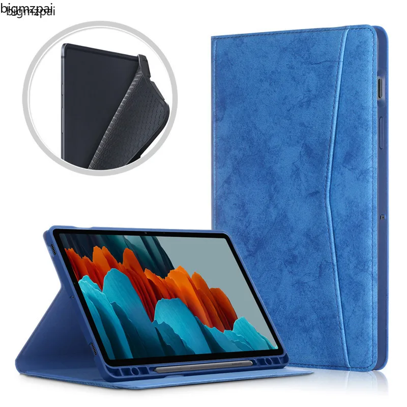 Smart Cover For Samsung Galaxy Tab S7 Sm-t870 Sm-t875 Case T870 11"with Pencil Holder Tab S8 X700 11 Tablet Pu Leather Case - & E-books Case - AliExpress