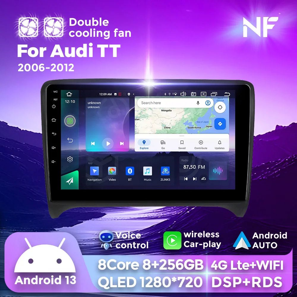 

8+256G Car Radio Stereo Android 13 For Audi TT MK2 8J 2006 2007 2008 - 2014 Multimedia Video Player Carplay GPS Navigation DSP