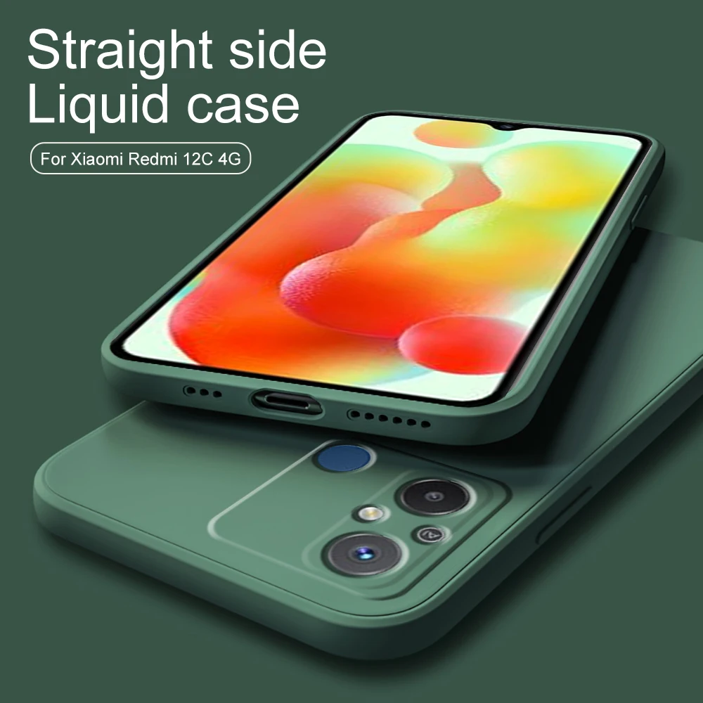 Copertura Per Fotocamera Opaca In Silicone Liquido Quadrato Per Custodia Xiaomi Redmi 12C Protezione Posteriore Shell Coques Per Redmi 12C 12 C C12 6.