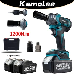 Kamolee Electric Wrench DTW500 Brushless Cordless 1200 N.m Included Battery and Charger Compatible with 18V Makita Battery