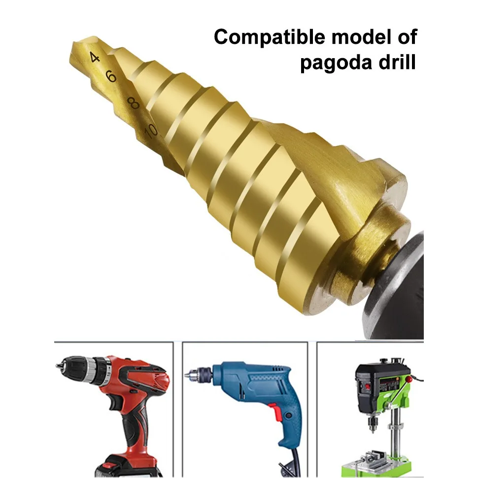 

Hot Sale 2024 Titanium coated twist drill 4-22 mm Hexagon Shank Pagoda Drill Step Drill Newest and high quality Fast Delivery