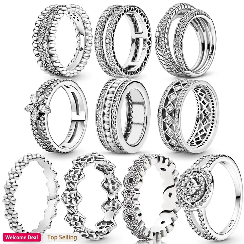 Popular 925 Silver Women's Original Vintage Dense Set Daisy Snowflake Logo Ring Exquisite DIY Charm Jewelry