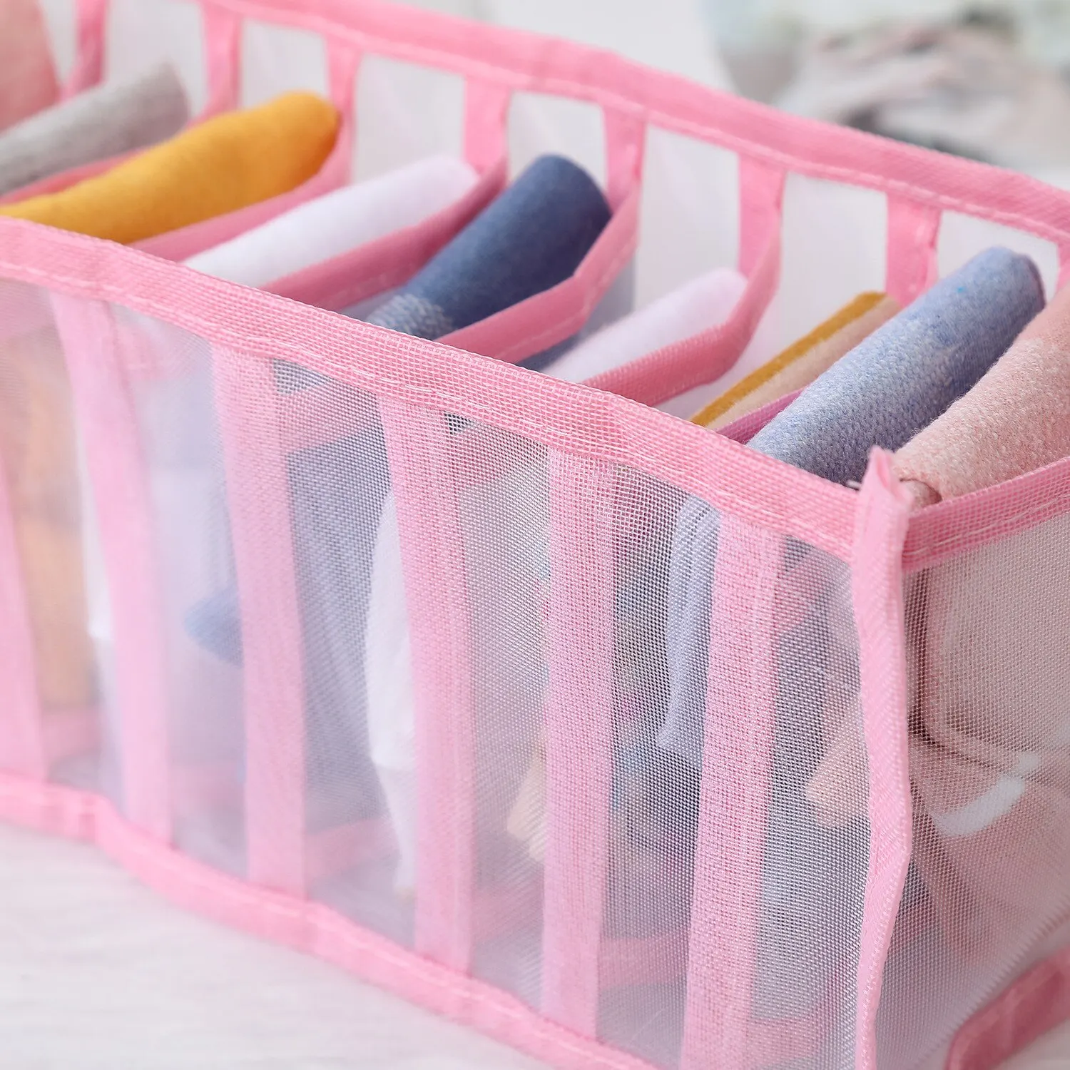 Underwear Storage Box Womens Socks Bra Underwear Thickened Grid Packing Box Mesh Grid
