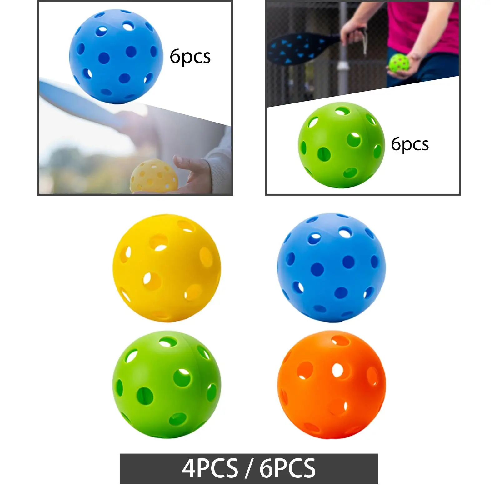 Indoor Pickleball Balls 26 Holes Hard Hollow Ball for Pickleball Accessories