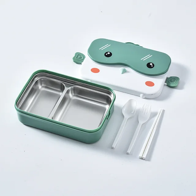 Vaisselle en acier inoxydable boîte à déjeuner thermique pour repas étudiant école boîte à Bento mignon hibou dessin animé ensemble de couverts stockage pour les enfants 5