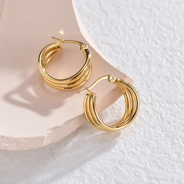 Simple Fashion Stainless Steel Geometric Earrings Unique Design Gold Color Earrings For Women Personalized Party Jewelry Gifts 3