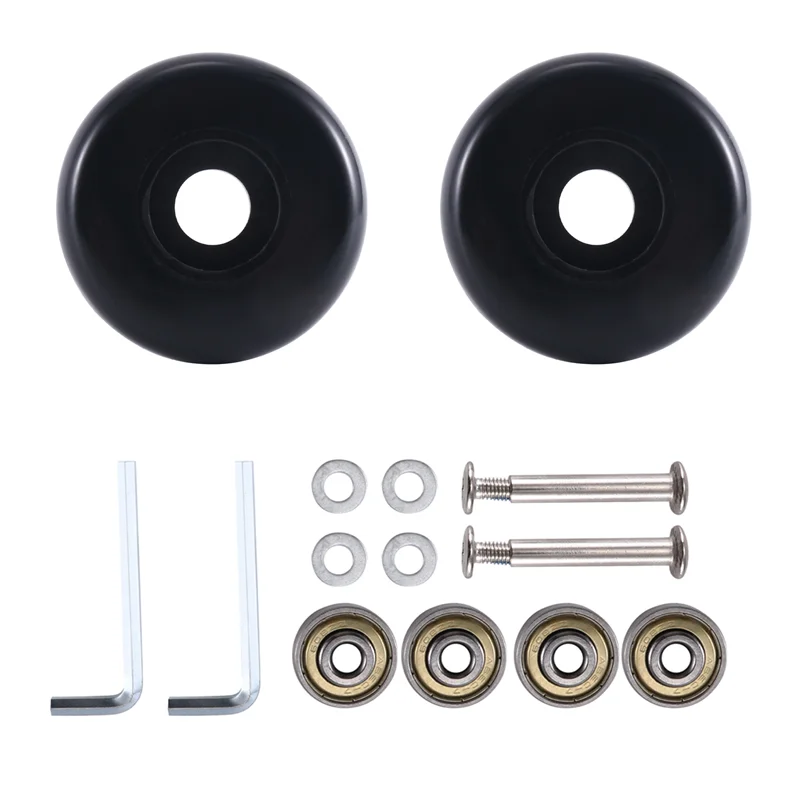 A68P-55Mm X 18Mm 수하물 가방 교체 바퀴, PU 회전 캐스터 휠 탄소강 베어링 수리 키트 검정색
