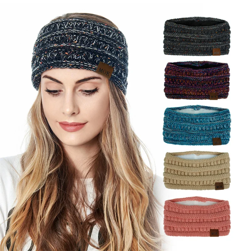 

Winter Warm Fuzzy Fleece Ear Women Woolen Headband Thick Head wraps Girl Hair Band Headwraps Thick Warmer