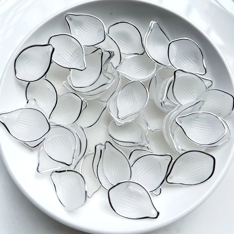 Acrylic Beads Plastic Beads Acrylic Craft Beads 40pcs 22 * 15mm leaf gold and silver edge acrylic bead for jewelry making bracelet necklace earrings DIY