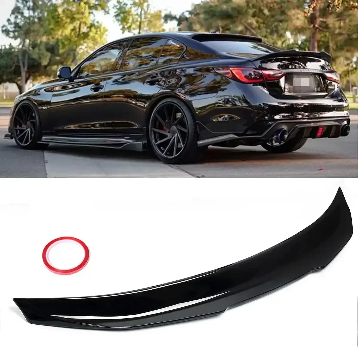 

Carbon Fiber Rear Wing Spoiler Boot Lid Trunk Lid Spoiler Wing For INFINITI Q50 2014-2020 Car Accessories Modification Part