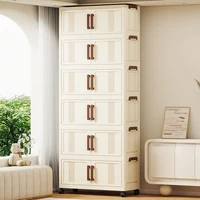 70cm Foldable 2-Door  See-Through Storage Cabinet  Organizer Space-Saving Design for Bedroom Living Room Toys Clothes 3