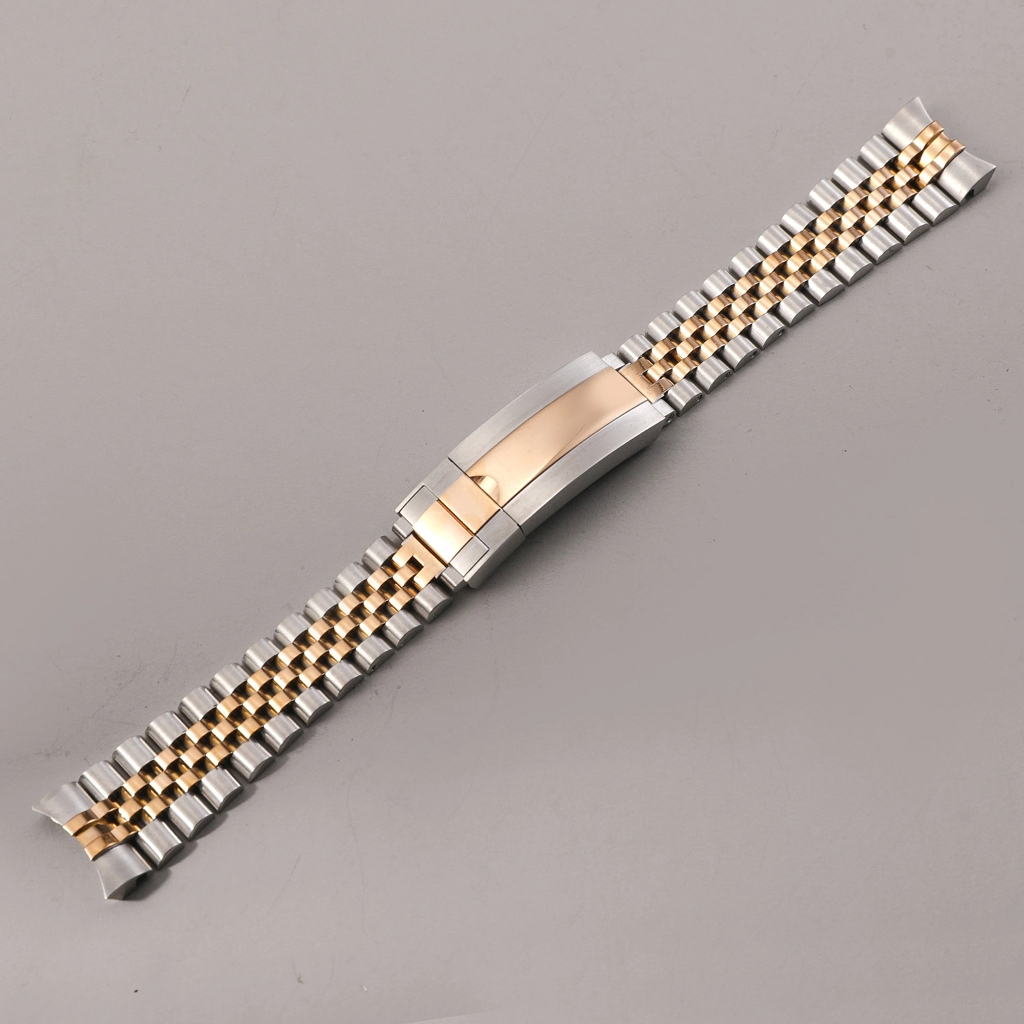 Premium 20MM Jubilee Bracelet - 904L Stainless Steel, Curved End, Solid Five-Bead Design with Glide Lock Clasp