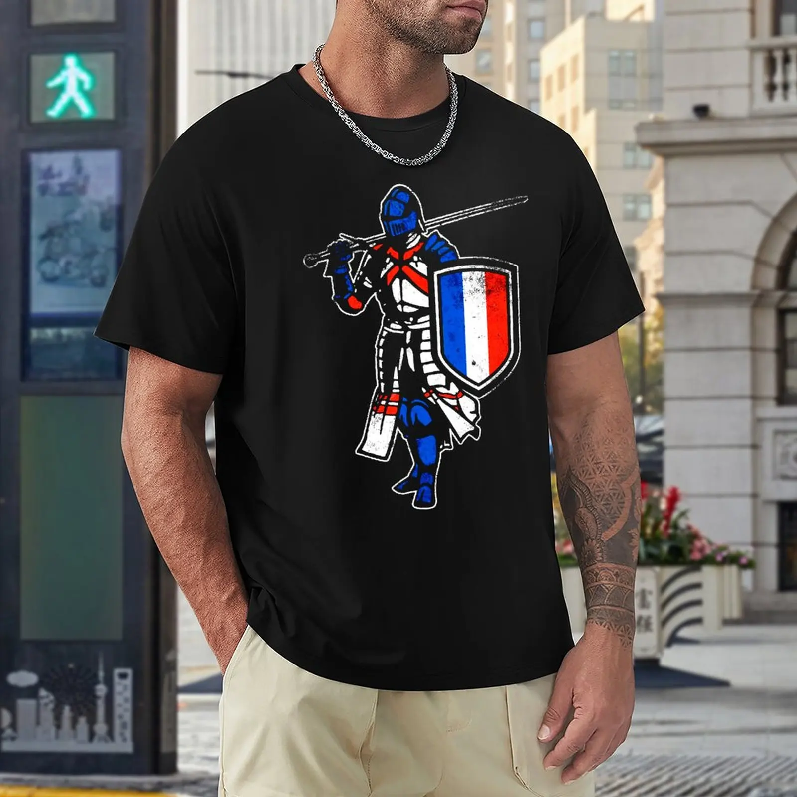 

French Knight Essential T-shirt Crewneck Campaign Top Tee Graphic Home Humor Graphic USA Size