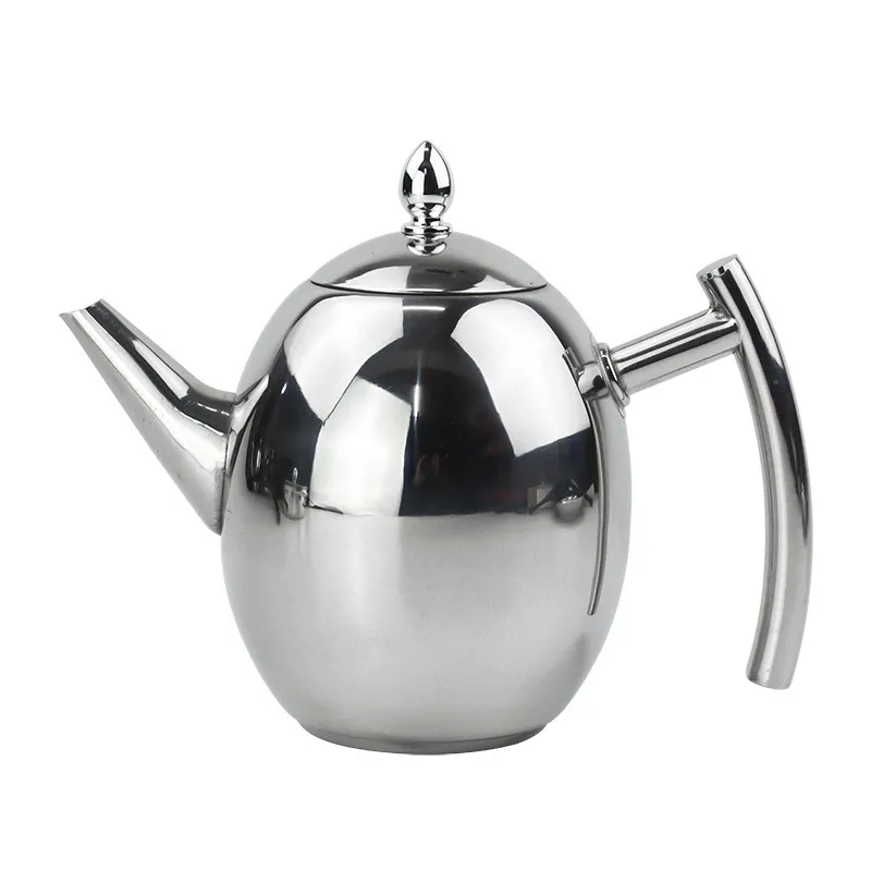

Silver Color 1L/1.5L Teapots Stainless Steel Water Kettle Hotel Tea Pot with Filter Hotel Coffee Pot Restaurant Tea Kettle New