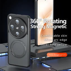 Enhanced Acrylic Skin - Friendly 360° Rotating Magnetic Stand Shockproof Case for OPPO Find X9 Ultra (Black)