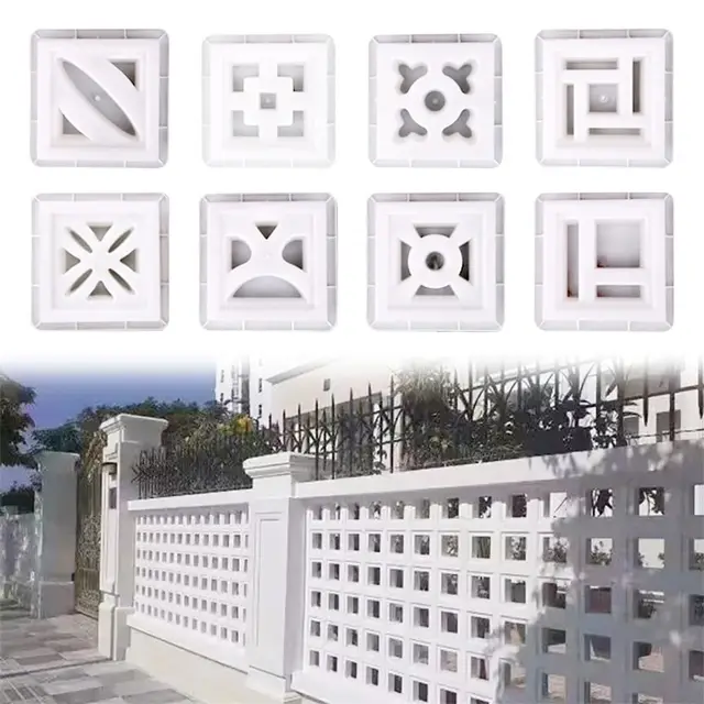Plastic Hollow Brick Mold Decorative Cement Antique Window Flower Fence Garden Wall Grid Background Wall Brick Mould 20*20*6cm