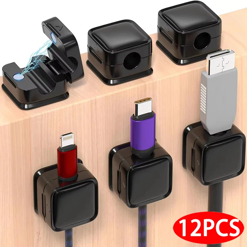 10 Clip Magnetici Per Cavi HYYTOK – Organizzatore Autoadesivo Per Scrivania, Parete E Auto, Fino A 7 Mm, Compatibile Con USB-C, Lightning, TV E Cuffie
