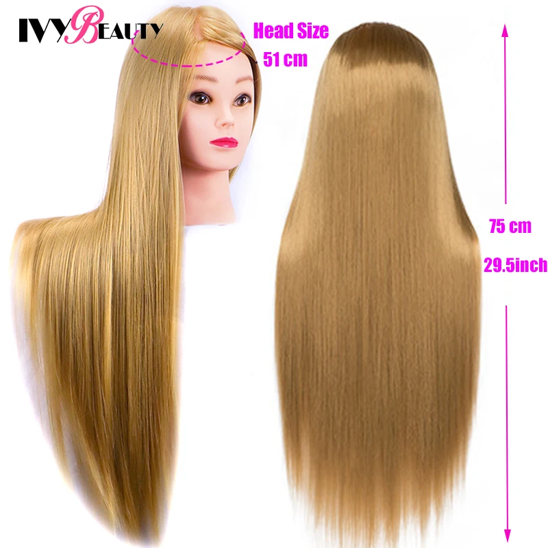 Synthetic Hair Mannequin Dolls Head 75-80cm For Hair Training Styling Female Hairdressing Mannequin Head With Braiding Prac